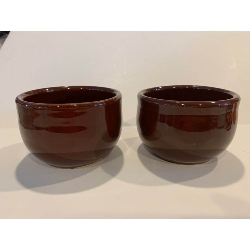 Set of 2 - Oven Ware Bowls - Brown - 2.5” - Soup Cup